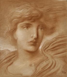 Simeon Solomon - Study of a female figure, bust-length