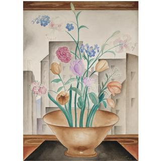 Simkha Simkhovitch - Flowers And Townscape