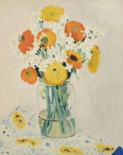 Simon-Albert Bussy - Spring flowers in a glass vase