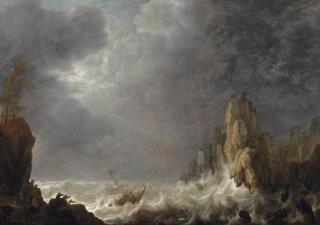 Simon De Vlieger - A Shipwreck In A Storm