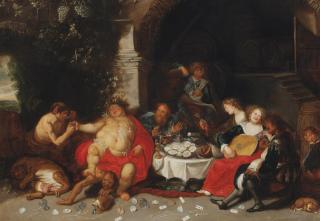 Simon de Vos - A bacchanal in a grotto
