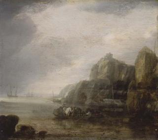 Simon Jacobsz. de Vlieger - Personnages Sur Une Barge Le Long D\'Une Côte