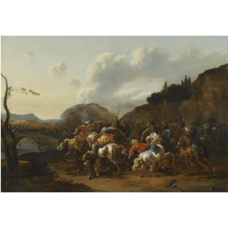 Simon Johannes Van Douw - A Battle Skirmish Between Christians And Turks