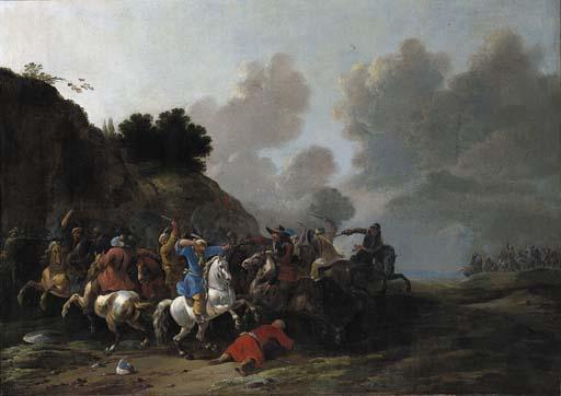 Simon Johannes van Douw - A cavalry battle between Turks and Christians
