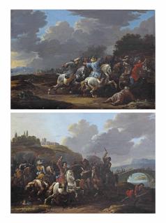 Simon Johannes Van Douw - Cavalry engagements between Ottomans and Christians in hilly landscapes