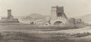 Simon-Joseph-Alexandre-Clement Denis - La campagne romaine avec vue sur l\'aqueduc Claudien; Le Palais Chigi à Ariccia; et Le pont Milvius