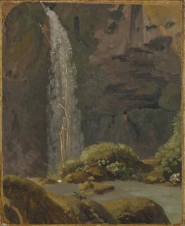 Simon Joseph Alexandre Clemént Denis - La cascade dans la   Grotte de Neptune à   Tivoli