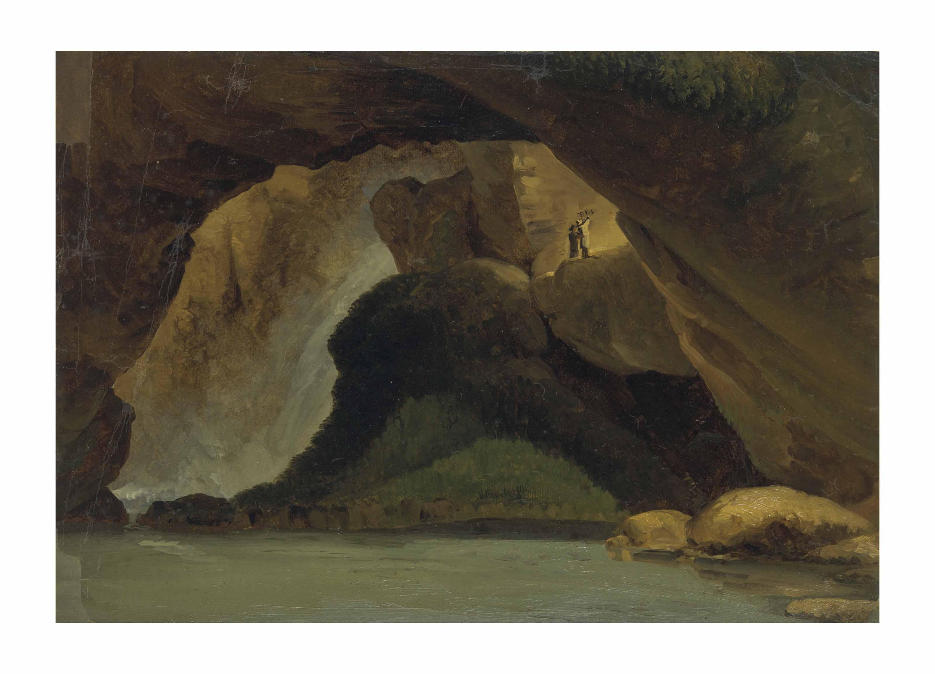 Simon Joseph Alexandre Clément Denis - Vue de l\'intérieur de la Grotte de Neptune à Tivoli