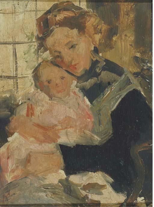 Simon Maris Wzn. - Loving care: mother and child