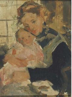 Simon Maris Wzn. - Loving care: mother and child