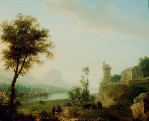 Simon-Mathurin Lantara - Herders resting in a pastoral river landscape