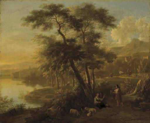 Simon-Mathurin Lantara - Paysage italien avec des promeneurs