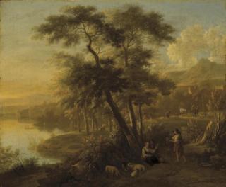 Simon-Mathurin Lantara - Paysage italien avec des promeneurs