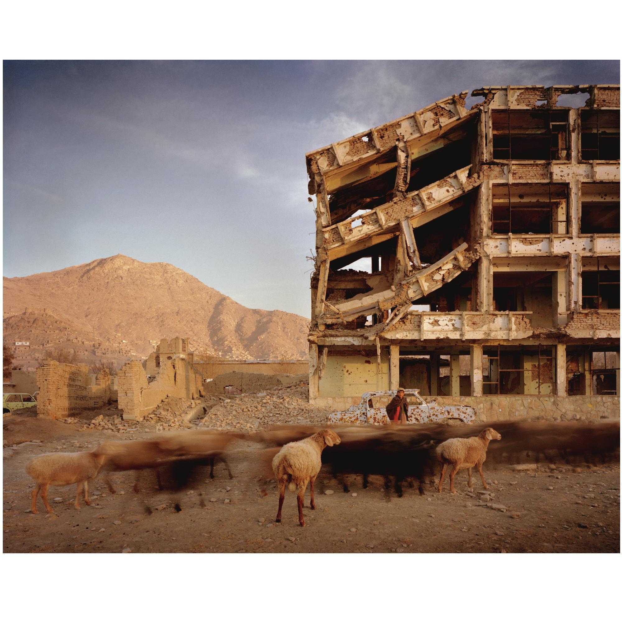 Simon Norfolk - Afghanistan - Bullet Scarred Apartment Building And Shops In The Karte Char Of Kabul, 2001