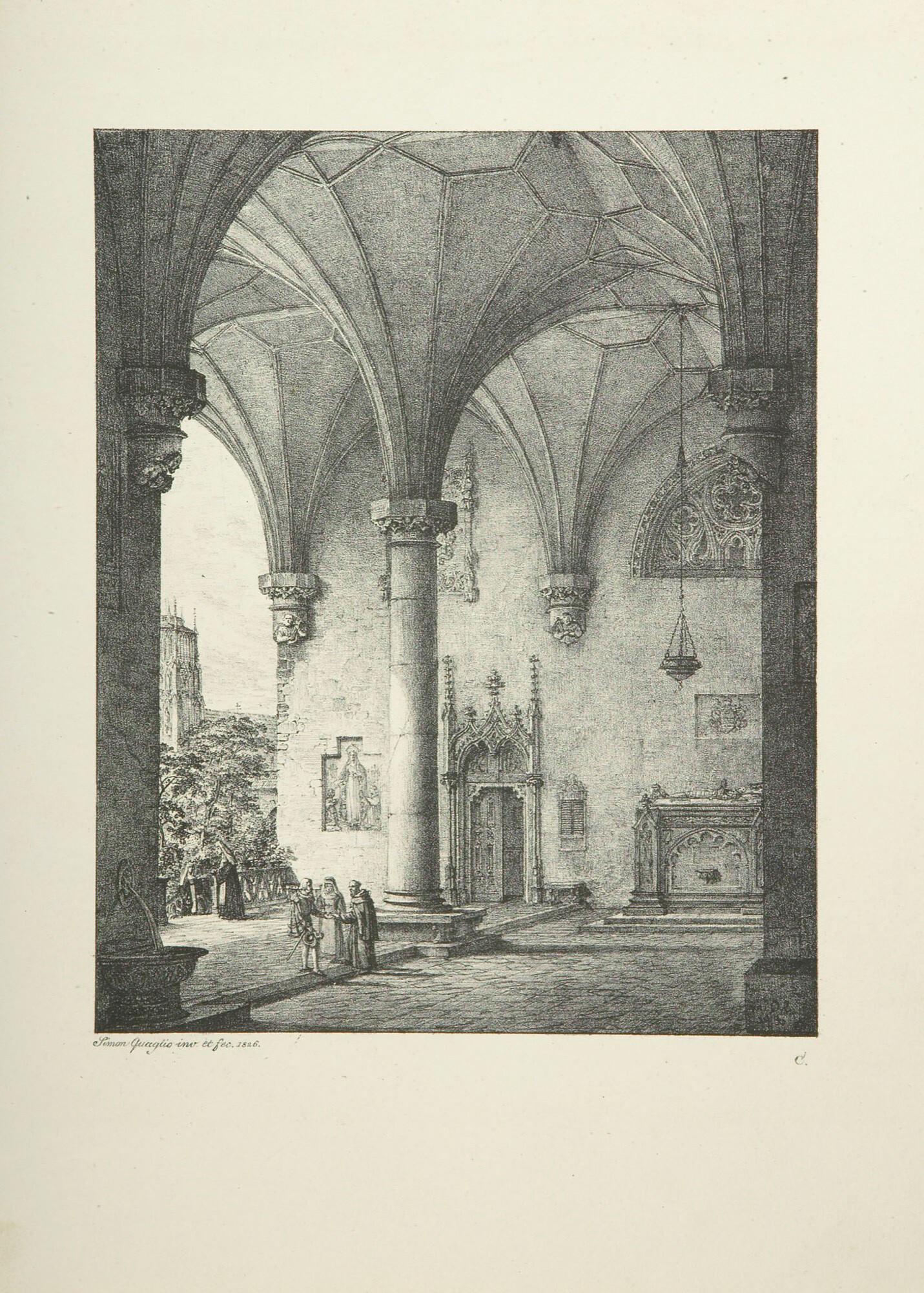 Simon Quaglio - 4 Bll.: Ansichten von gotischen Kirchenbauten.