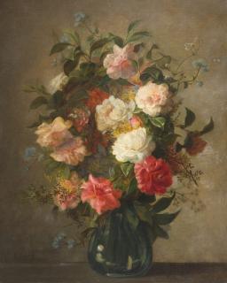 Simon Saint-Jean - Pfingstrosen in einer Vase.