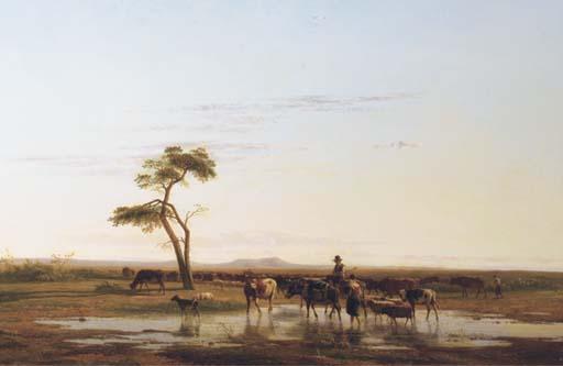 Simon Van Den Berg - Watering The Cattle In A Vast Landscape