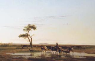Simon Van Den Berg - Watering The Cattle In A Vast Landscape