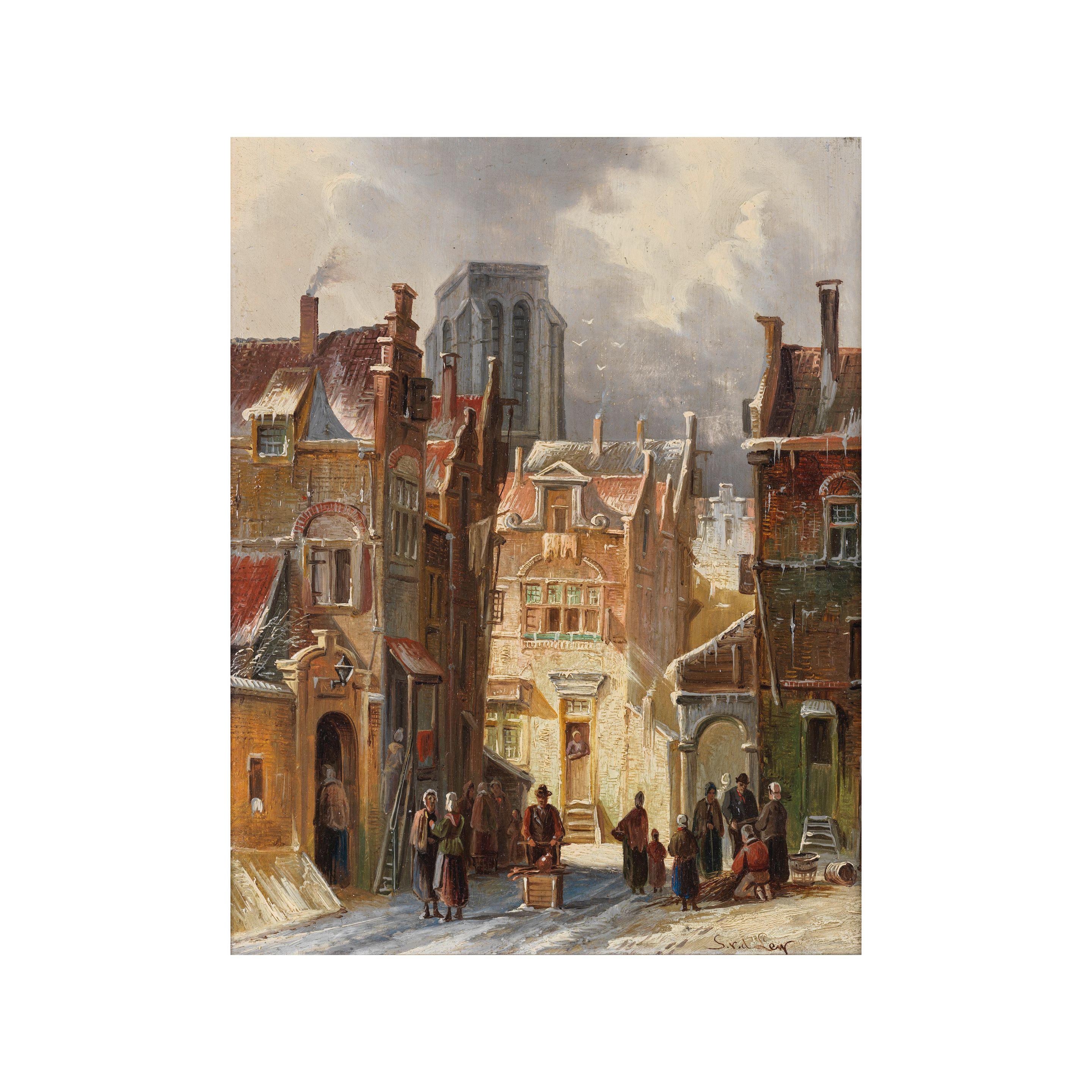 Simon van der Ley - Village hollandais animé de figures