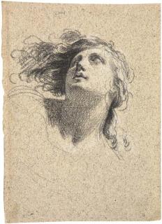 Simon Vouet - An angel looking up to the left