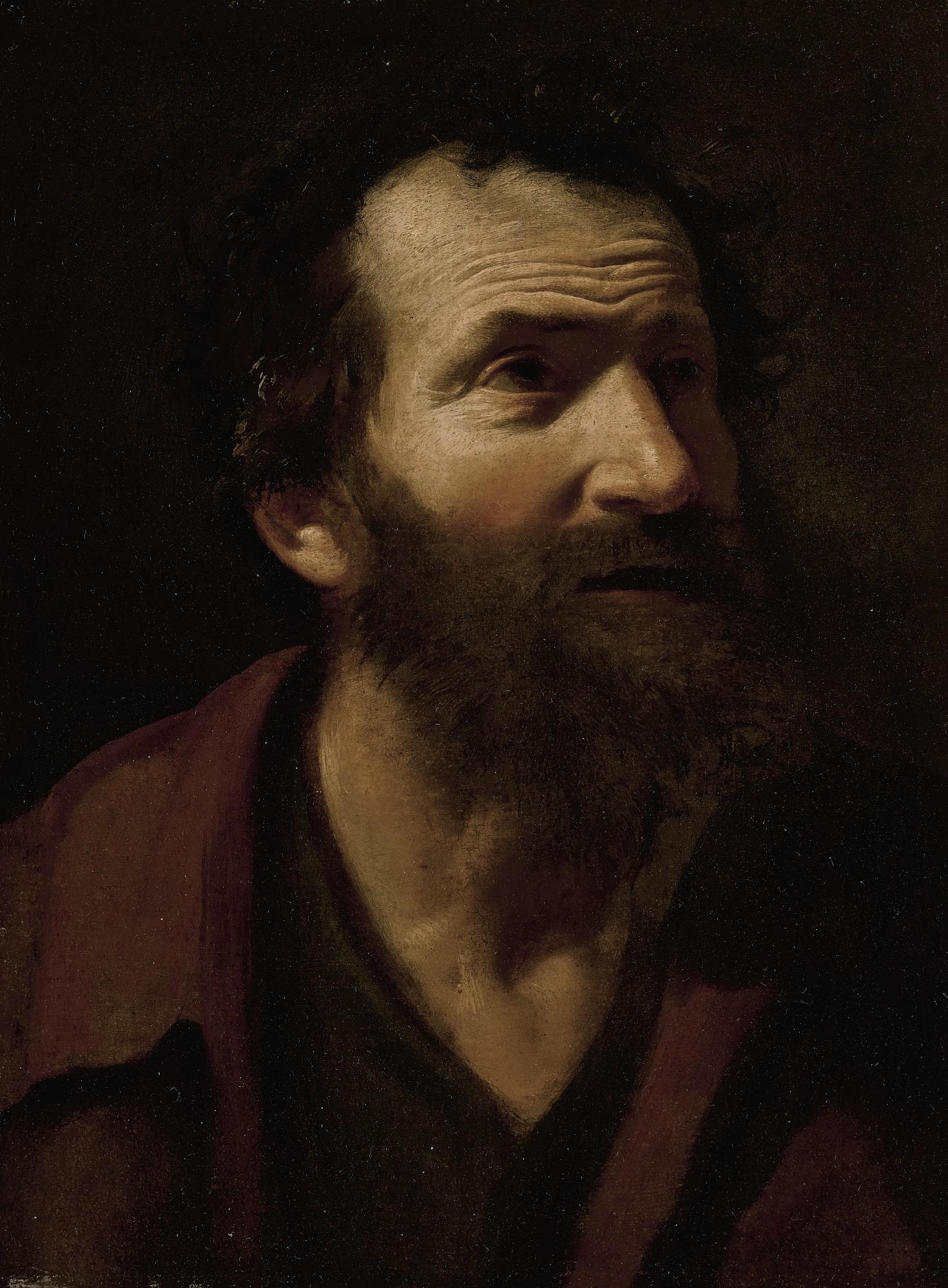 Simon Vouet - Portrait Of A Bearded Man, Looking Up
