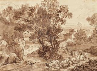 Simon Warnberger - Italienische Landschaft mit Wasserbüffelherde