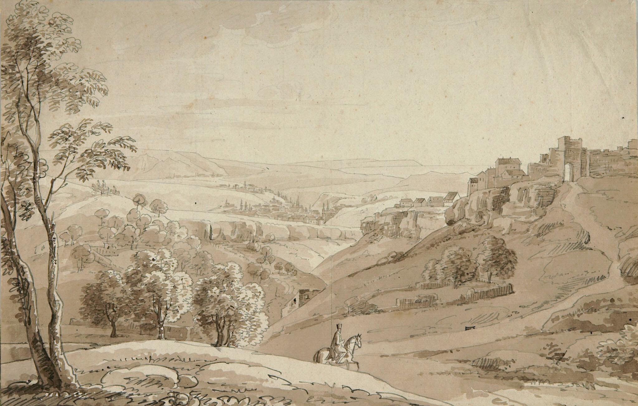 Simon Warnberger - Südliche Landschaft mit Reiter.