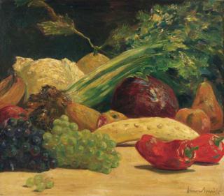 Simon Willem Maris - Still life with vegetables and grapes