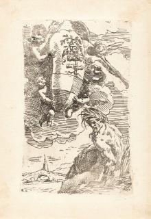 Simone Cantarini - 2 Bll.: Allegorie des Faglia Flusses mit dem Wappen von Pesaro – Die Ruhe auf der Flucht