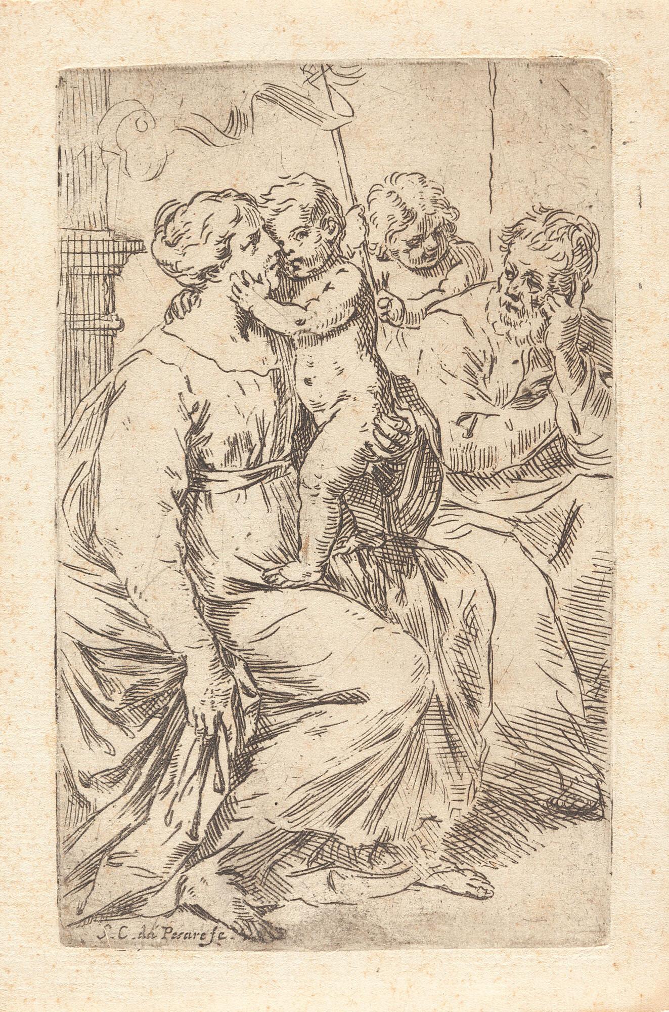 Simone Cantarini - Die heilige Familie mit dem Johannesknaben.