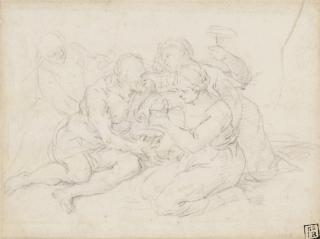 Simone Cantarini - Lot and his Daughters