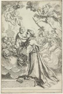 Simone Cantarini - Saint Anthony of Padua adoring the Christ Child in Glory (B. 25; Bellini 26)