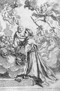Simone Cantarini - Saint Anthony Of Padua Adoring The Christ Child In Glory (B. 25)