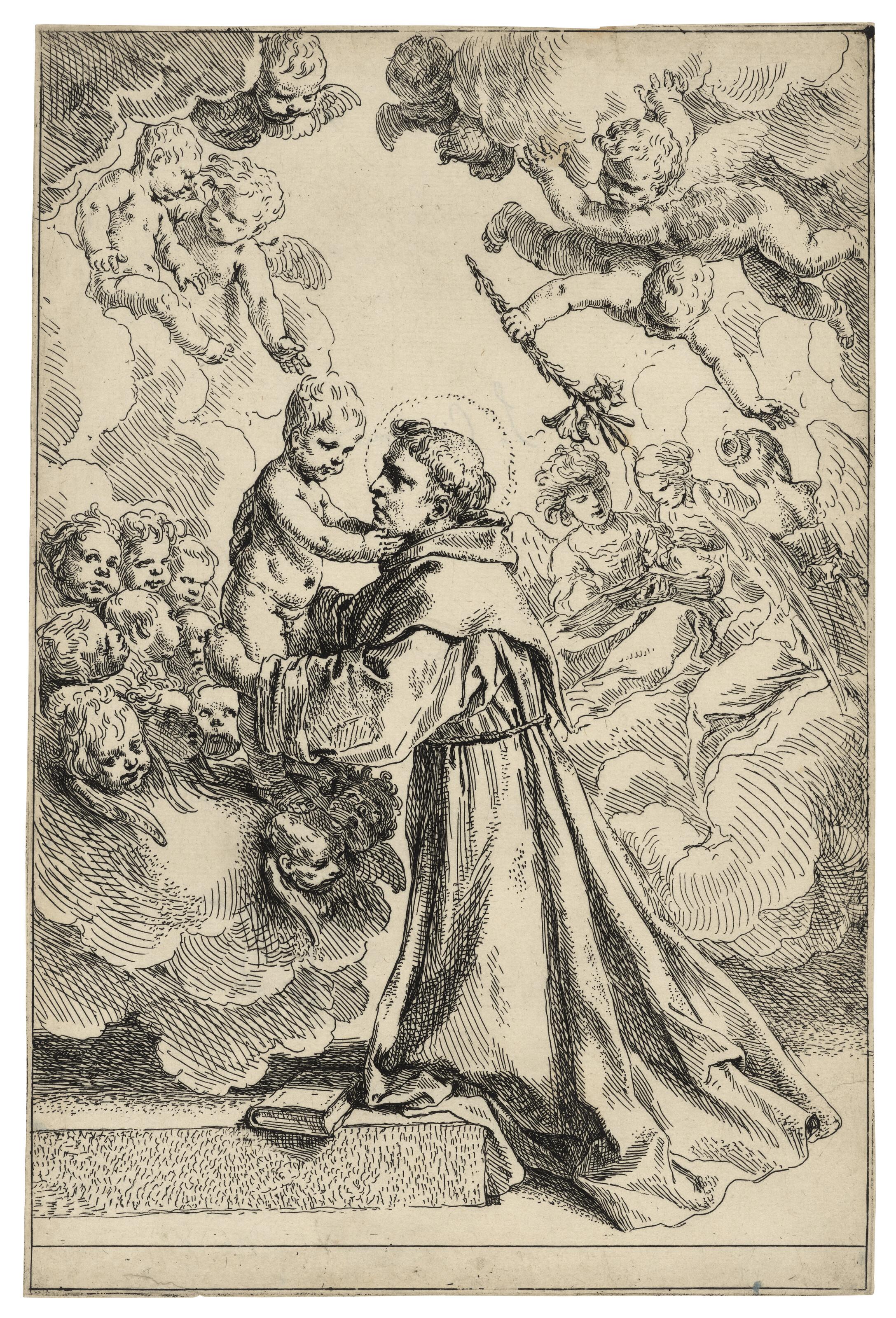 Simone Cantarini - Saint Anthony of Padua adoring the Christ Child in Glory