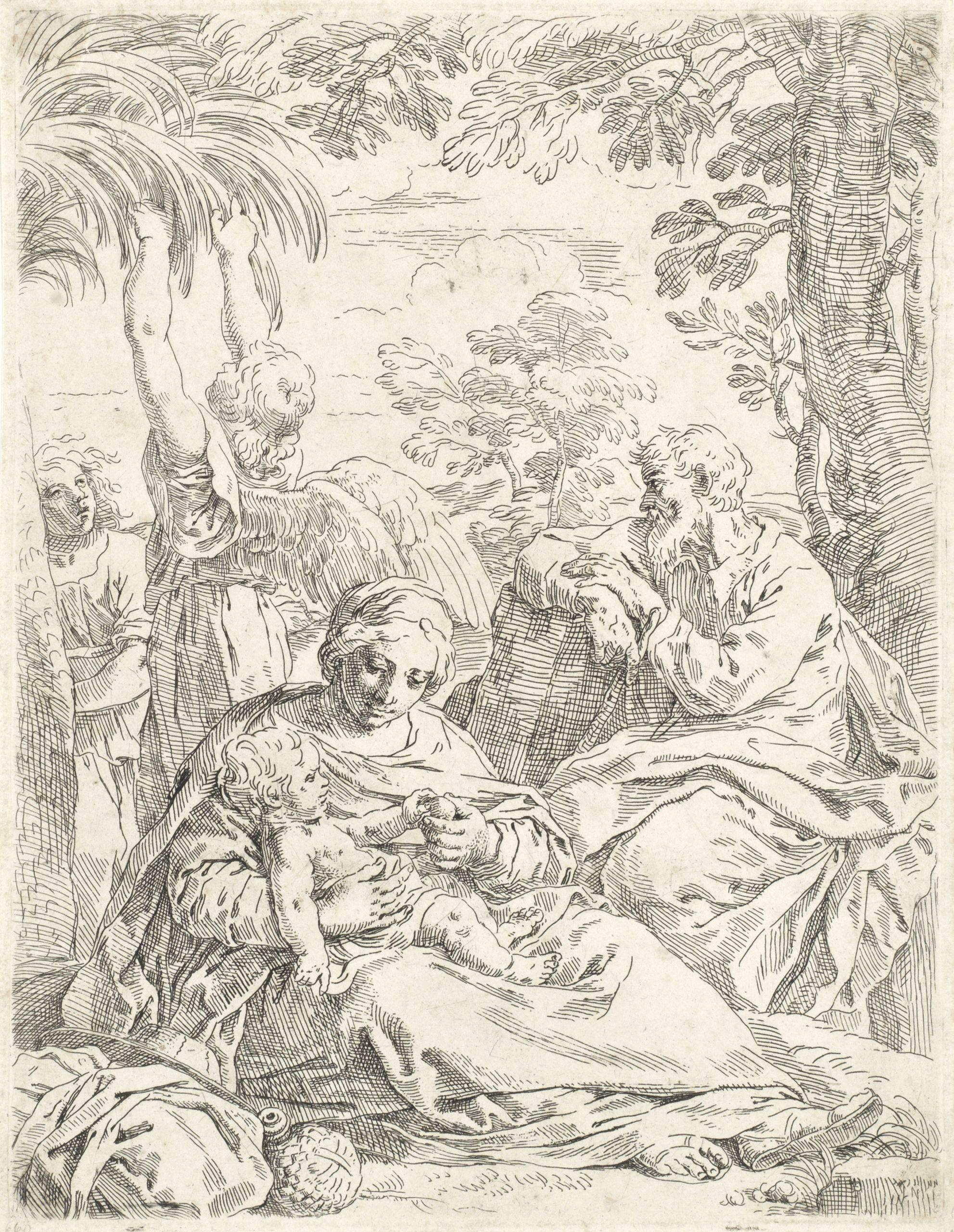 Simone Cantarini - The Holy Family Resting on their Flight into Egypt
