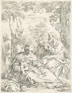 Simone Cantarini - The Holy Family Resting on their Flight into Egypt