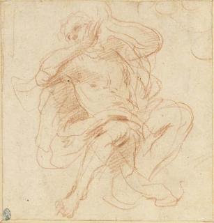 Simone Cantarini - Un homme assis gesticulant vers la gauche