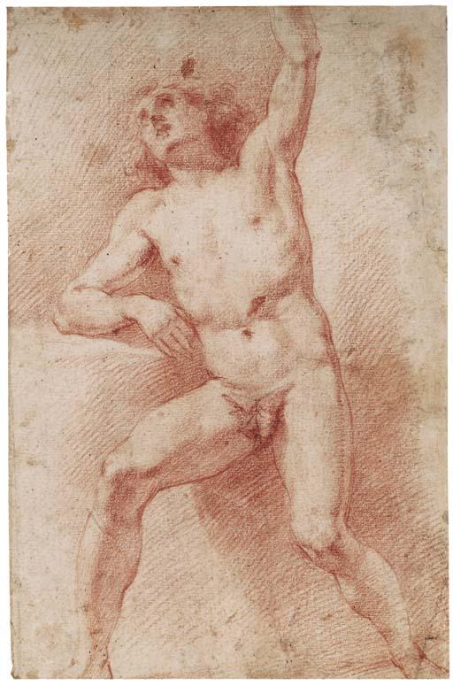 Simone Pignoni - Nu assis, un bras levé (recto); Nu agenouillé, un bras replié (verso)