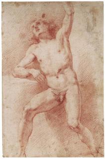 Simone Pignoni - Nu assis, un bras levé (recto); Nu agenouillé, un bras replié (verso)