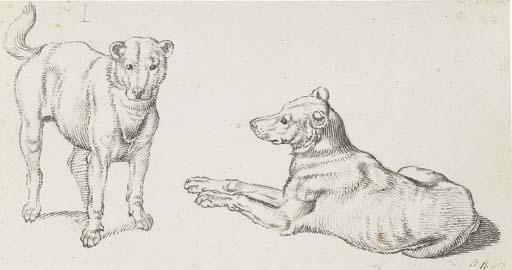 Sinibaldo Scorza - Deux études de chiens, l\'un couché
