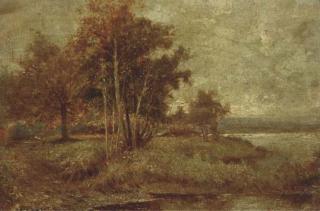 Sir Alfred East, R.A., P.R.B.A., R.E., R.I., H.R.M - Autumn, A Backwater On The Thames