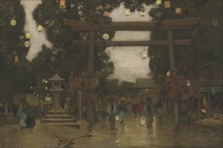 Sir Alfred East, R.A., R.I., P.R.B.A., R.P.E. - Haru-no-Yuki (Snow in Spring)