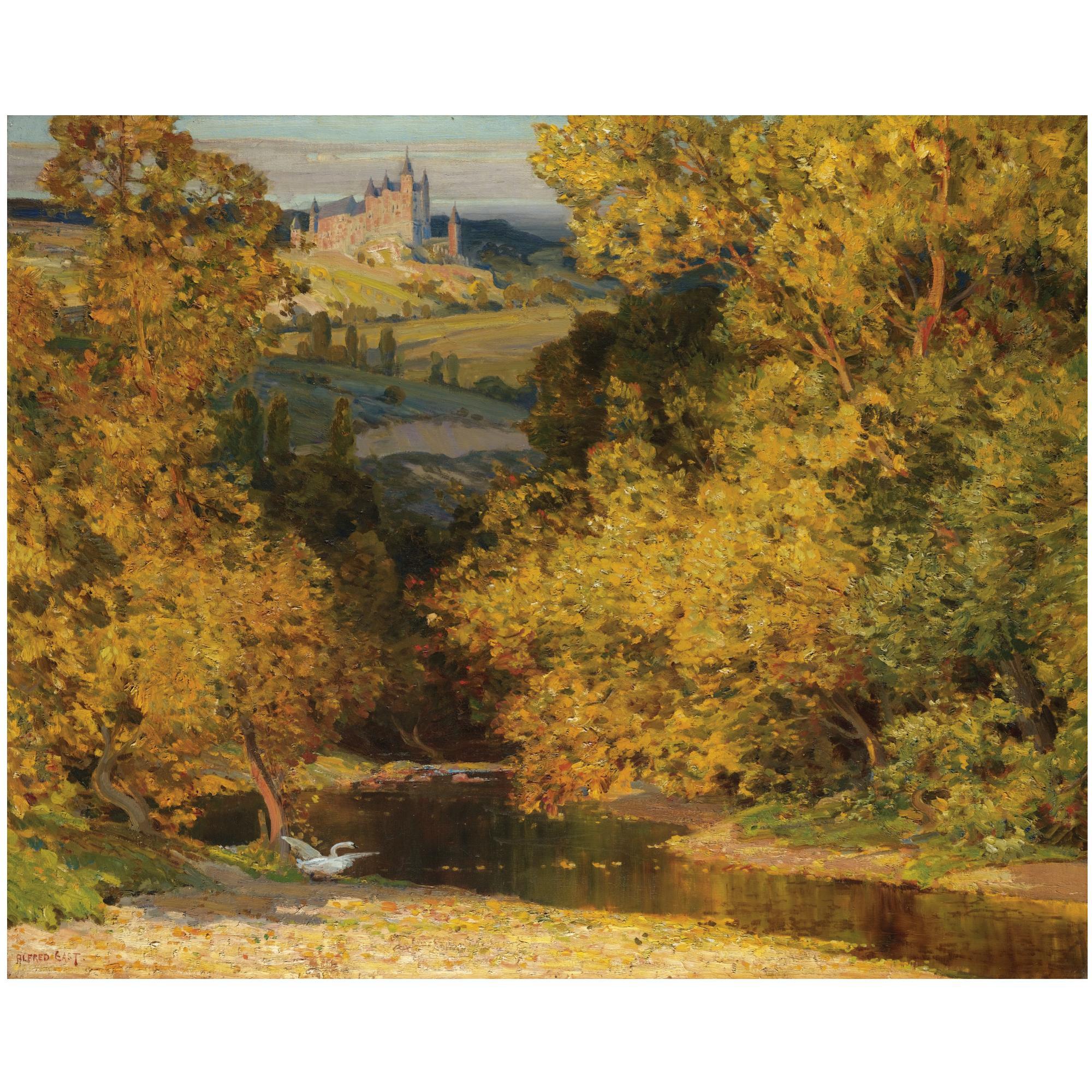 Sir Alfred East, R.A. - British A Castle In Spain