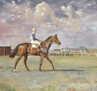 Sir Alfred J. Munnings, P.R.A. - Mr. Vlasto\'s Mackwiller, with Jennings up, at Chantilly