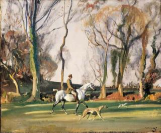 Sir Alfred J. Munnings, P.R.A. - Self-Portrait Of The Artist On A Grey Cob