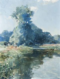 Sir Alfred James Munnings, P.R.A., R.W.S., R.P. - A Quiet Stretch Of The River