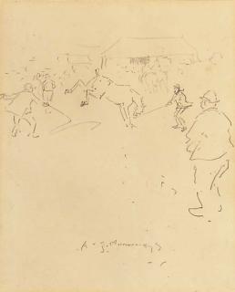 Sir Alfred James Munnings, P.R.A., R.W.S. - A country horse fair