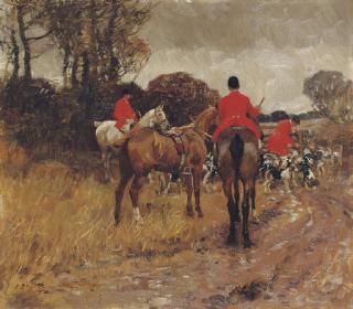 Sir Alfred James Munnings, P.R.A., R.W.S. - A Huntsman Opening a Gate