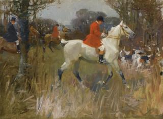 Sir Alfred James Munnings, P.R.A., R.W.S. - British a Hunting Morn