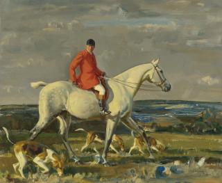 Sir Alfred James Munnings, P.R.A., R.W.S. - Britishwhipper On A Grey Hunter